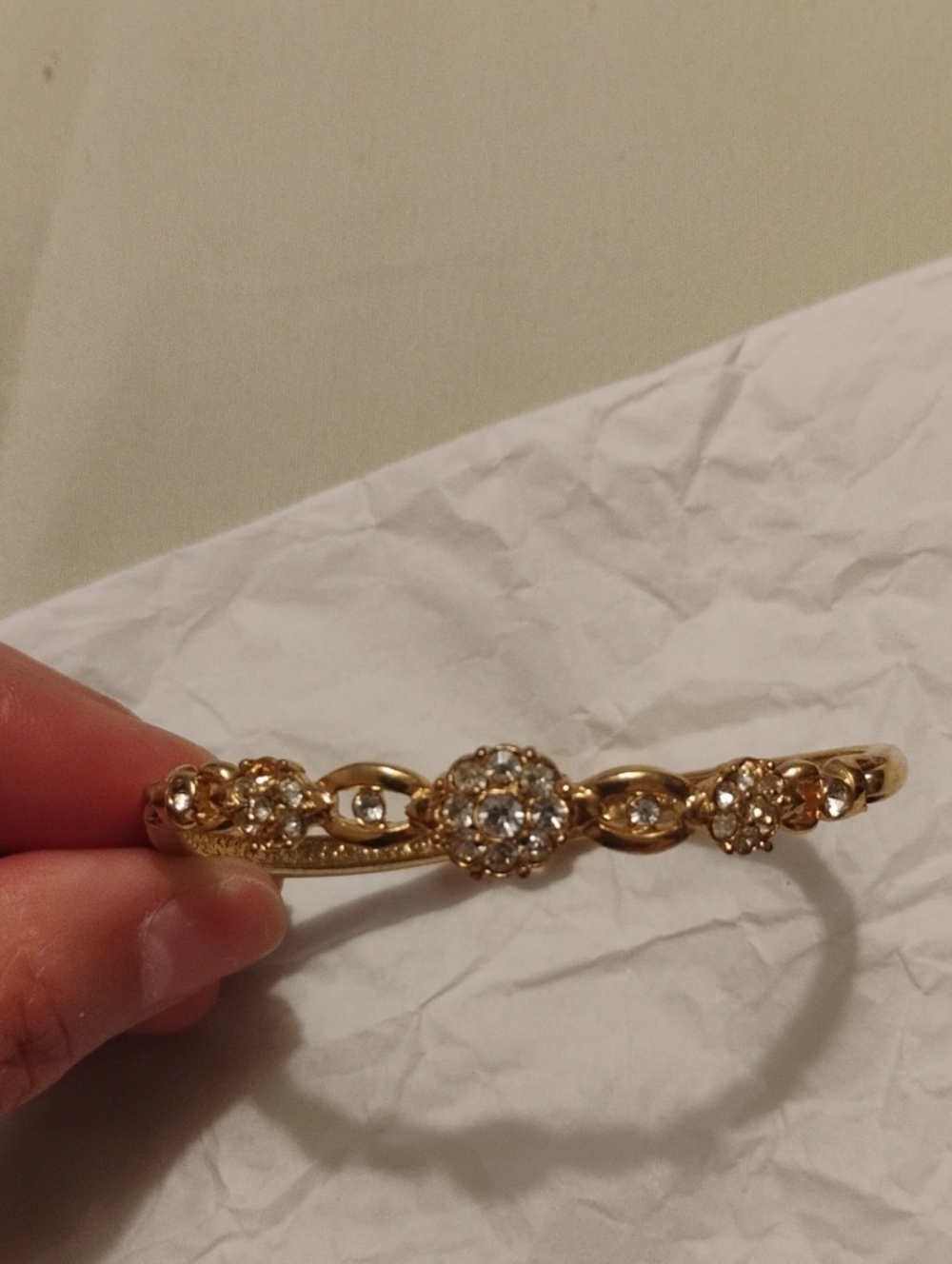 Gold-Tone Crystal Floral Bracelet